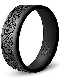 Knot Theory Silicone Ring Dark Silver Filigree Size