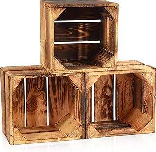 CHICCIE 3 Set Geflammte Obstkisten - 22cm x 20cm Holzkisten Weinkisten Holz Kisten Apfelkisten Obstkiste Gebrannt