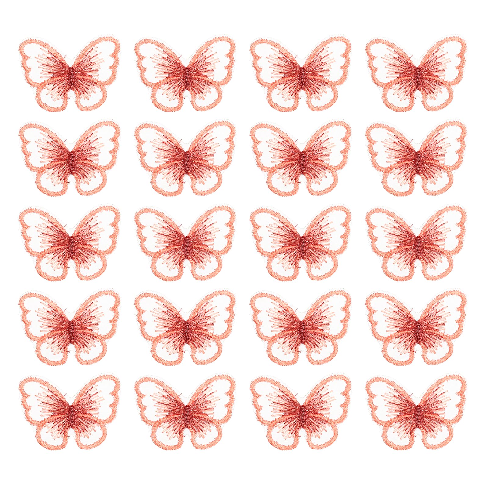 PATIKIL Butterfly Lace Applique, 30pcs Butterfly Patches Lace Fabric Butterfly Applique Patches Embroidery Trim for Clothes Dresses Wedding Craft, 3x4cm, Red