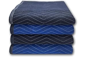 Uboxes 4 Supreme Woven Moving Blankets 72 x 80 Heavy Duty 85#, Blue - A0080HP04