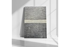 moshinart 30 x 45in Hand-Painted Oil Painting 3D Texture Black White Grey Modern Minimalist Black Abstract Wall Art, Home Office Wall Decoration Black White Grey