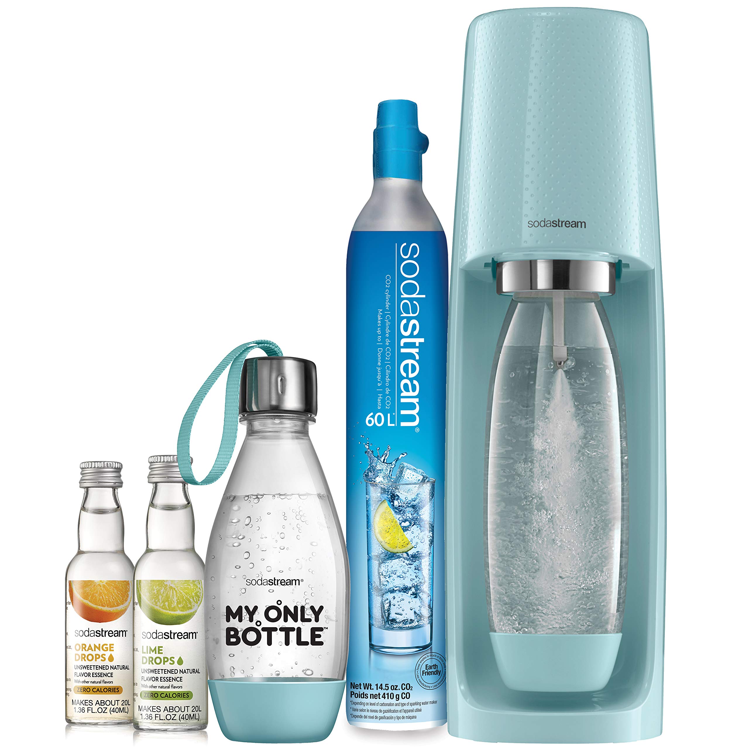 SodaStream Fizzi Sparkling Water Machine Bundle (Icy Blue), with CO2, 1
