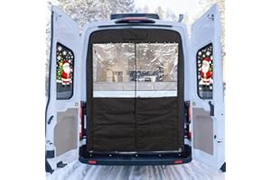 Vanhoxcci Van Chill Curtain Fit for Ford Transit 2015-2025 High Roof Rear Door, Insulated Privacy Thermal Curtain Blocks Cold with Auto-Close Magnets, Ideal for Van Life & Camping