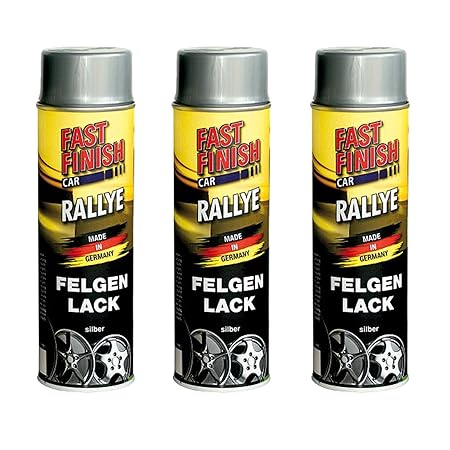 3x 500ml FAST FINISH RALLYE FELGENLACK FELGENSPRAY FELGENSILBER SILBER LACKSPRAY