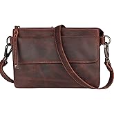 Lady Conceal Natasha Concealed Carry Crossbody Purse RFID Full-Grain Leather Handbag with Locking Zippers & Universal Holster (Mahogany)