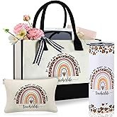 Sadnyy 3 Pcs Teacher Appreciation Gifts for Women Include 20 oz Stainless Steel Tumbler Tote Bag Makeup Bag for Thank You Teacher Gifts