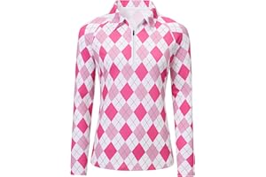 MoFiz Women's Golf Polo Shirt Long Sleeve Collared 1/4 Zip Stretch Soft Athletic Tops for Tennis Hiking & Outdoor Sports
