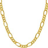 LIFETIME JEWELRY 5.5mm Rounded Figaro Chain Necklace 24k Real Gold Plated