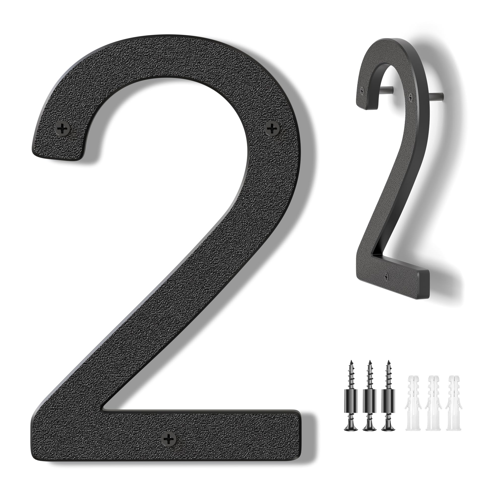 House Numbers Large Door Number 10 inch/25 cm - Modern House Numbers Black Plastic Exterior Front Door Address Numbers 2