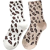 Arukora Women's Leopard Animal Cheetah Print Crew Ankle Cotton Socks Size 5-9