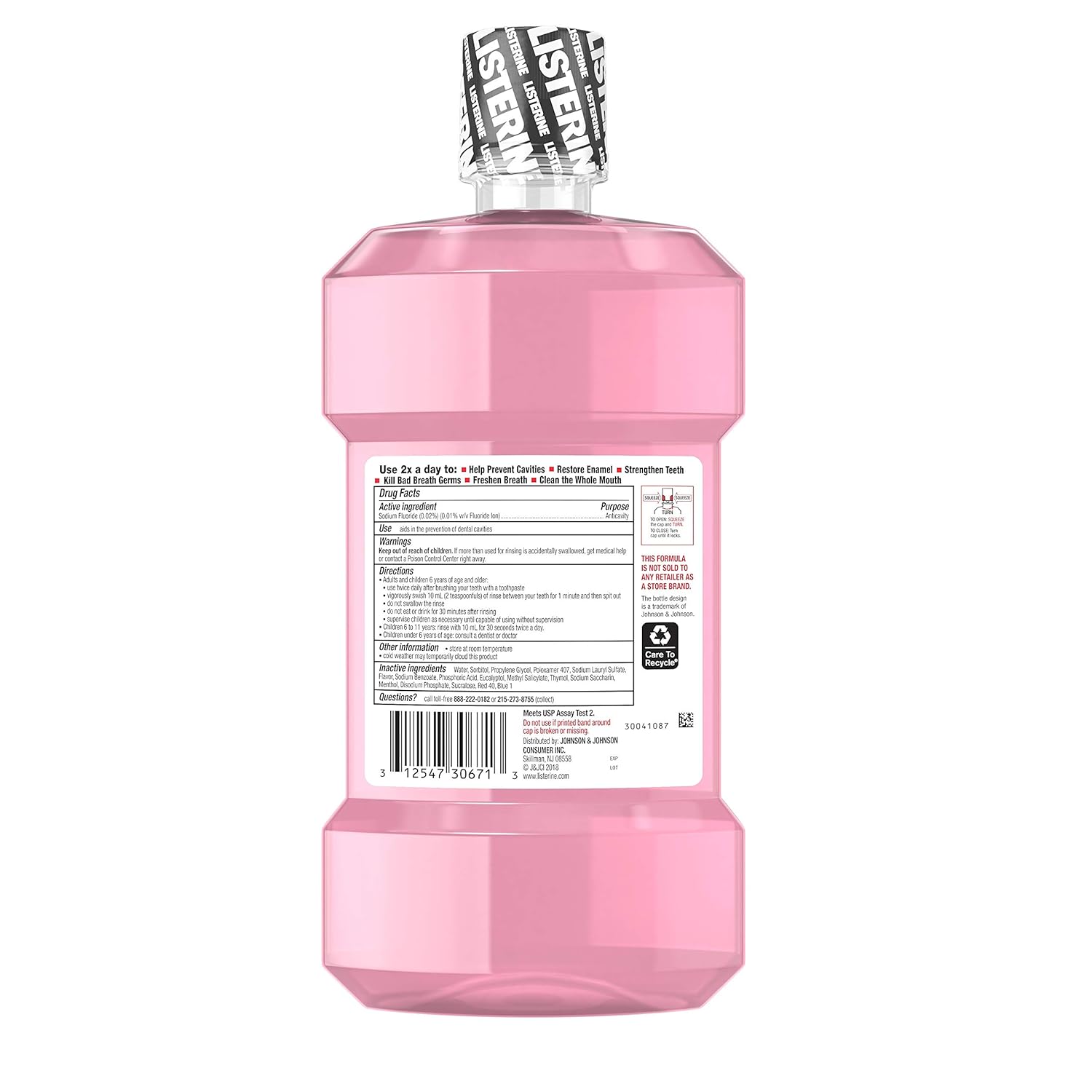 Listerine Total Care Alcohol-Free Anticavity Mouthwash, 6 Benefit Fluoride Mouthwash for Bad Breath and Enamel Strength, Fresh Mint Flavor, Twin Pack, 2 x 1 L: Beauty