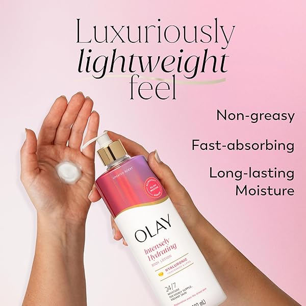 OLAY BODY LOTION FOR WOMEN, NOURISHING WITH HYALURONIC ACID SERUM, VISIBLY SOFTEN & SMOOTH SKIN, 24HR MOISTURE & HYDRATION, FAST ABSORBING FORMULA, VITAMIN B3 COMPLEX, FOR ALL SKIN TYPES, 17 FL OZ