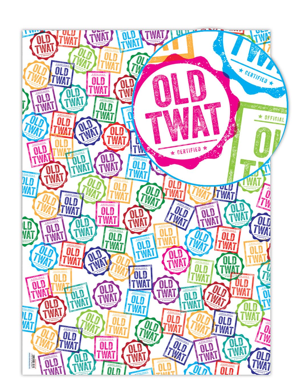 Brainbox Candy - 2 Sheets of Funny Rude 'Old Tw*t' Birthday Wrapping Paper - Offensive Gift Wrap Perfect for Him Her Men Women Adults Mum Dad - Folded, Quality Wrap