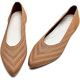 Buyrew Flats for Women Ballet Mesh Pointed Toe Flats Comfortable Dressy Knit Arch Support Work Office Slip on Shoes