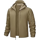 TACVASEN Men's Tactical Jacket with Hood Water Resistant Special Ops Military Softshell Coat