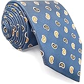 S&W SHLAX&WING Paisley Mens Ties Necktie Brown Blue for Suits Business Wedding