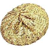 Radish Stars Women's Sparkle Sequin Shimmer Stretch Beanie Beret Hat Cap Bright Vintage Classic Headwear for Party Club Dance