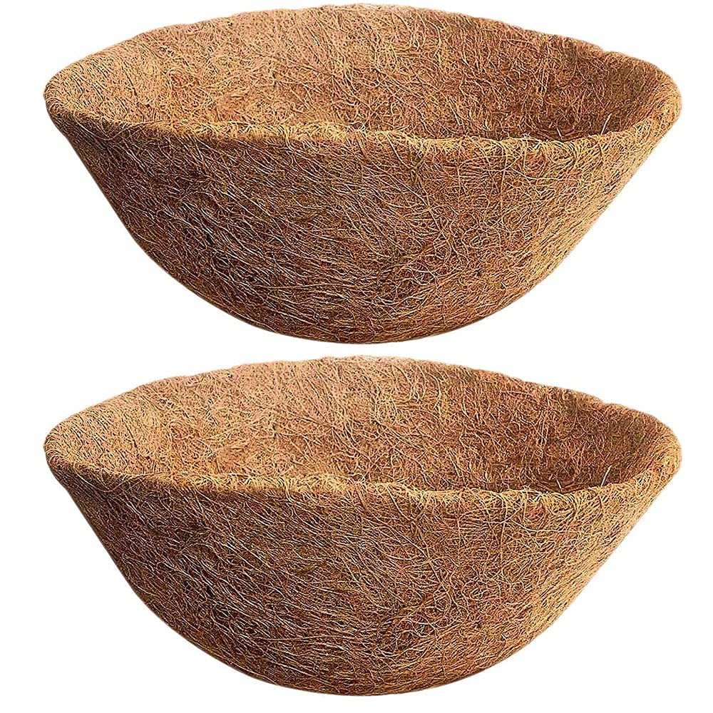 CENPEK 2Pcs 20cm Round Coco Liners Hanging Basket Natural Replacement Coconut Fiber Liner for Garden Flower Pot Vegetables Herbs Pot