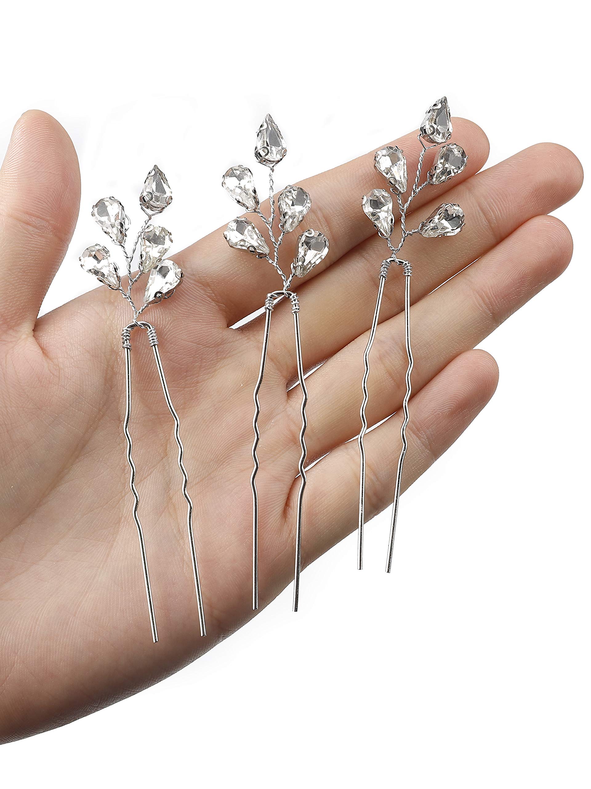 Handmadejewelrylady Bridal Vintage Wedding Party Crystal Rhinestone Hair Pins Hair Accessories Women Headpiece(pack of 3)