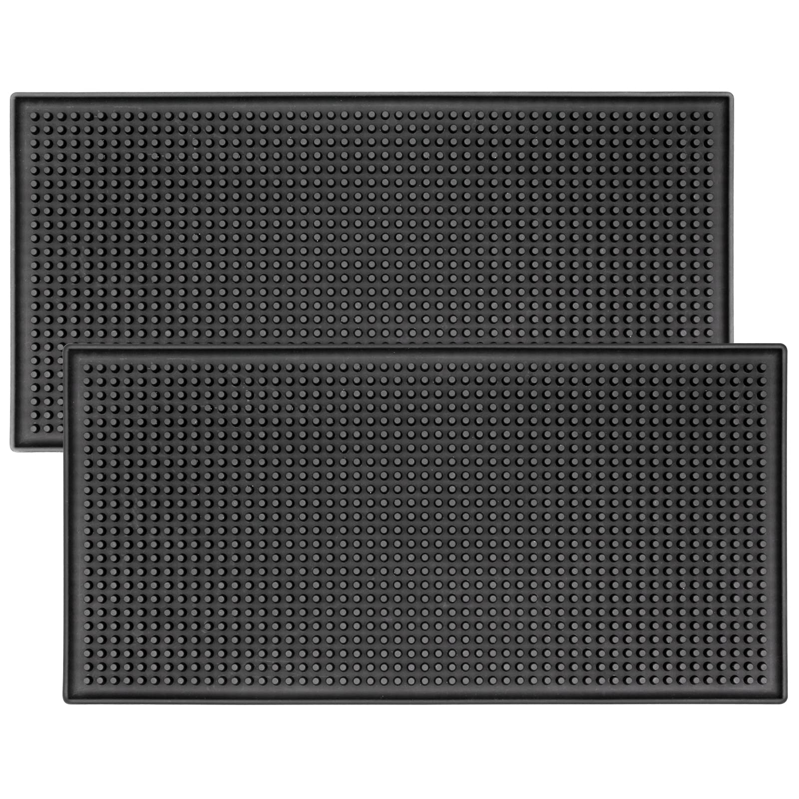 Hongtellor Bar service mat, 2pcs Non-Slip Rubber Bar Service Mats Black 12'' x 6'',bar mats whiskey beer coffee glass mats for coffee bar kitchen restaurant countertops-Black