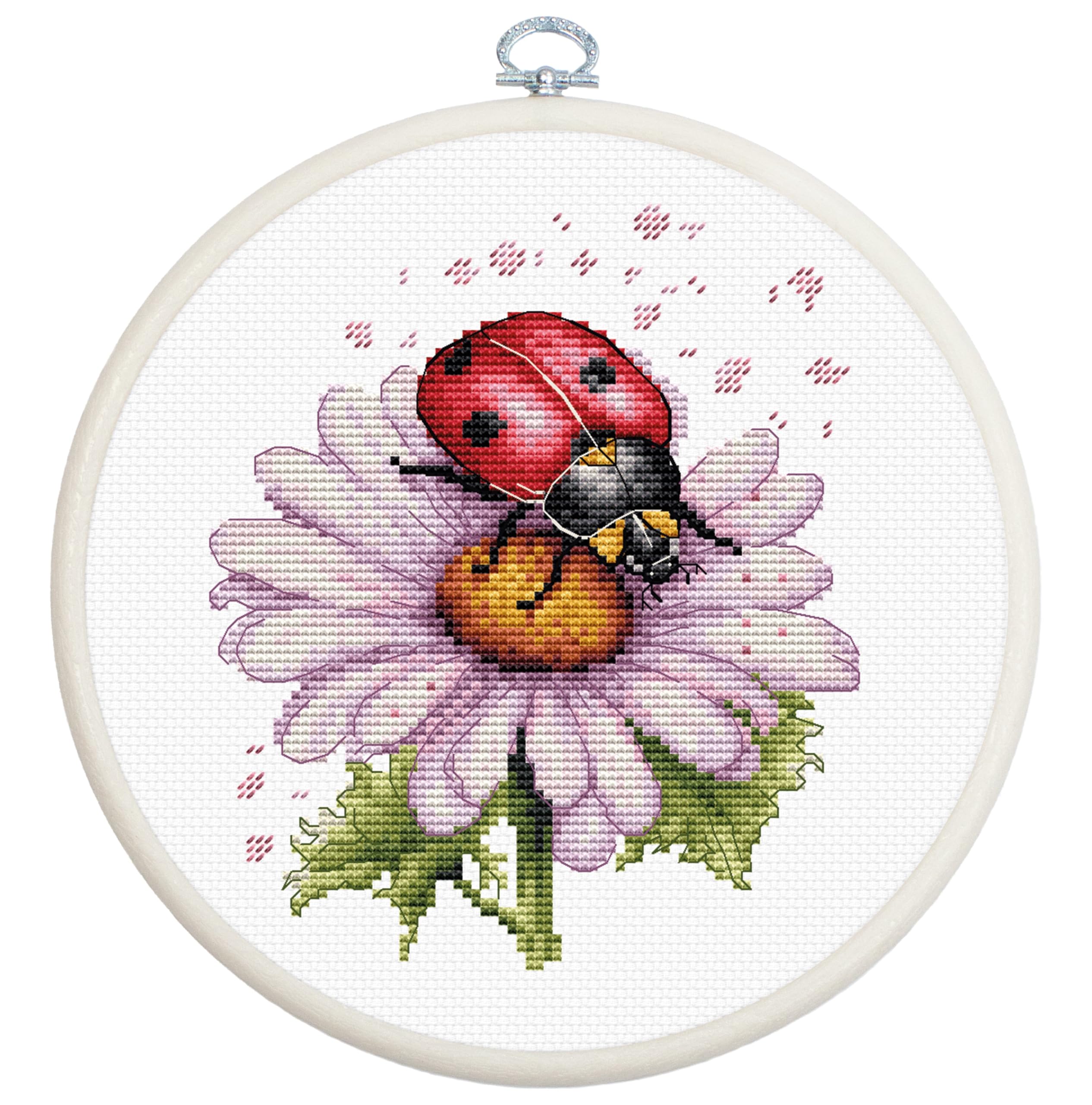 Luca-S Cross Stitch Kit with Hoop Included Field Flower, BC231, Counted Cross Stitch Kit for Adults, Needlecraft and Embroidery Kit