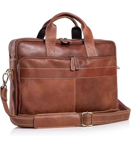 Amazon.com: Leather briefcase 18 Inch Laptop Messenger Bags for