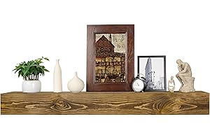 XWNE Fireplace Mantel,60 inch Rustic Wood Floating Mantel Shelves for Electric Fireplaces,Solid Wood Farmhouse Mantle for Over Fireplace(Dark Walnut, 60x8x6)