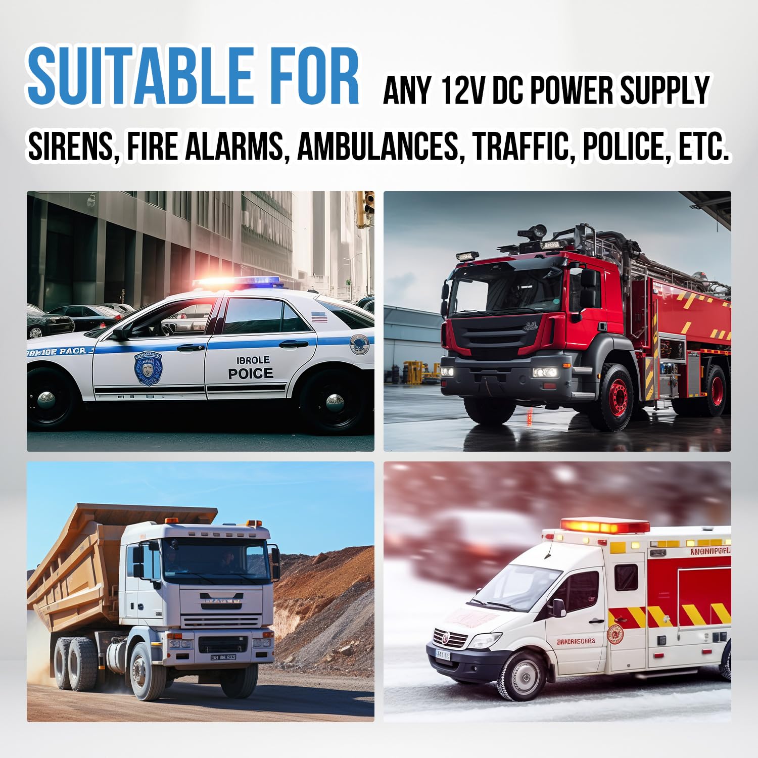 Car Siren Horn 7 Tone with Microphone,Alarm Horn Siren 12V 100W Emergency Amplifier with Mic PA Speaker System Loud Car Alarm Police Ambulance Fire Hooter Traffic Sound
