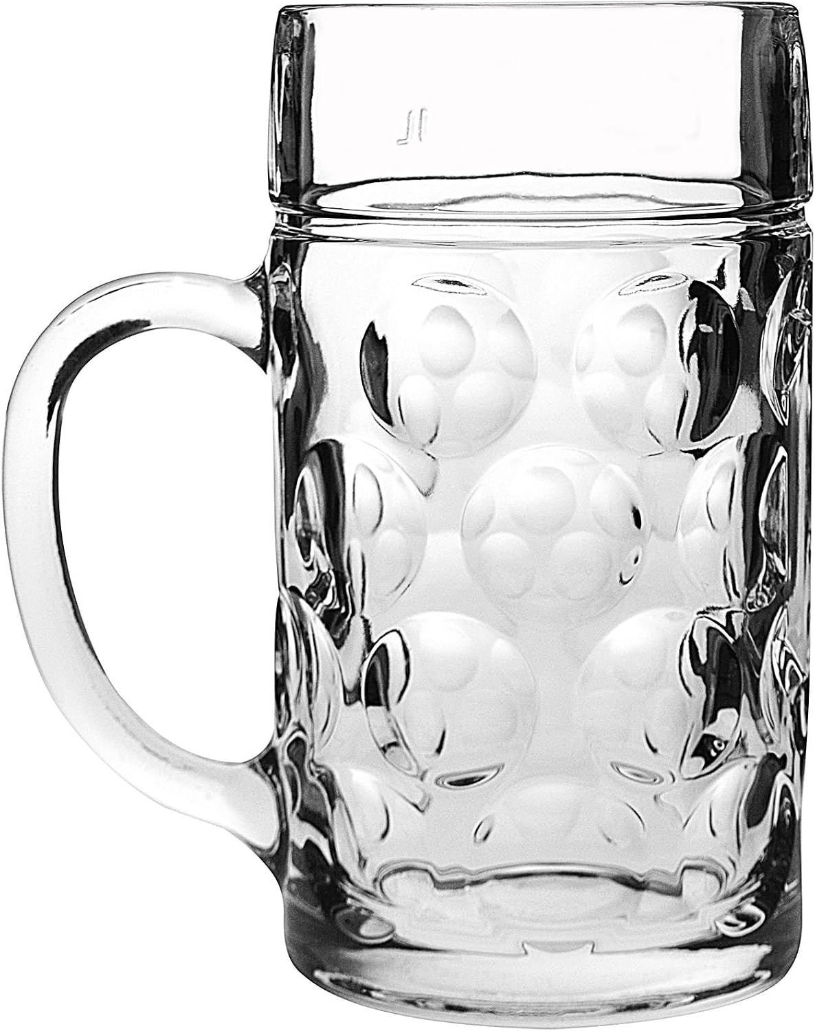Rink Drink German Beer Stein Glass, 1.3L (2 Pint) Large Dimpled Beer Mug Tankard with Handle for Lager Ale & Cider - Image 4