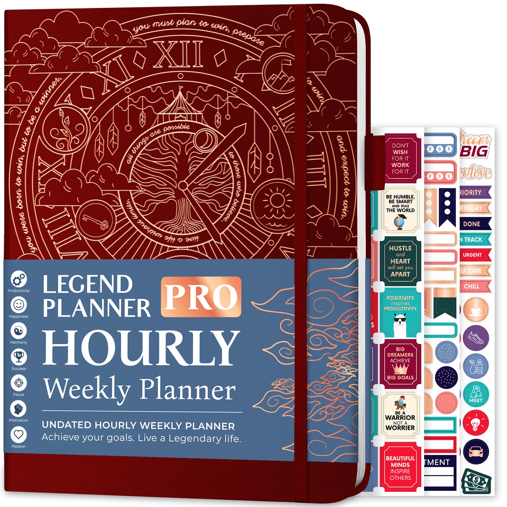 Photo 1 of Legend Planner PRO Hourly Schedule - Weekly & Daily Organizer with Time Slots. Appointment Book Journal for Work & Personal, A4 (Wine Red)