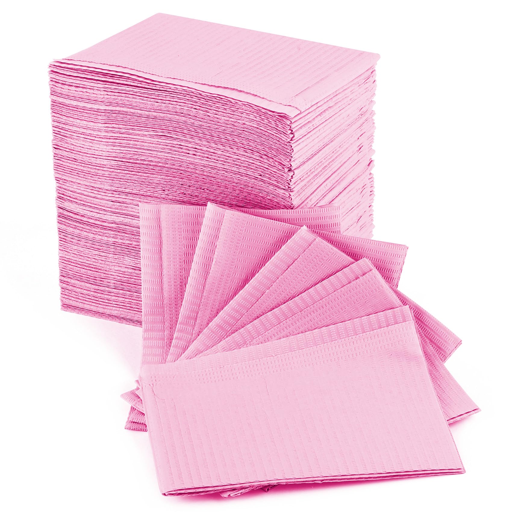 Annhua 125 PCS Dental Bibs Disposable Dentist Bib, Tattoo Bib Waterproof Patient Bibs Pink for Tattoos, Clinics, and Feeding - 13" ×18"