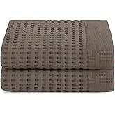 GILDEN TREE Waffle Hand Towels for Bathroom Quick Dry Large Luxury Lint Free Super Absorbent Cotton Hand Towels Set of 2, Modern Style (Stone)