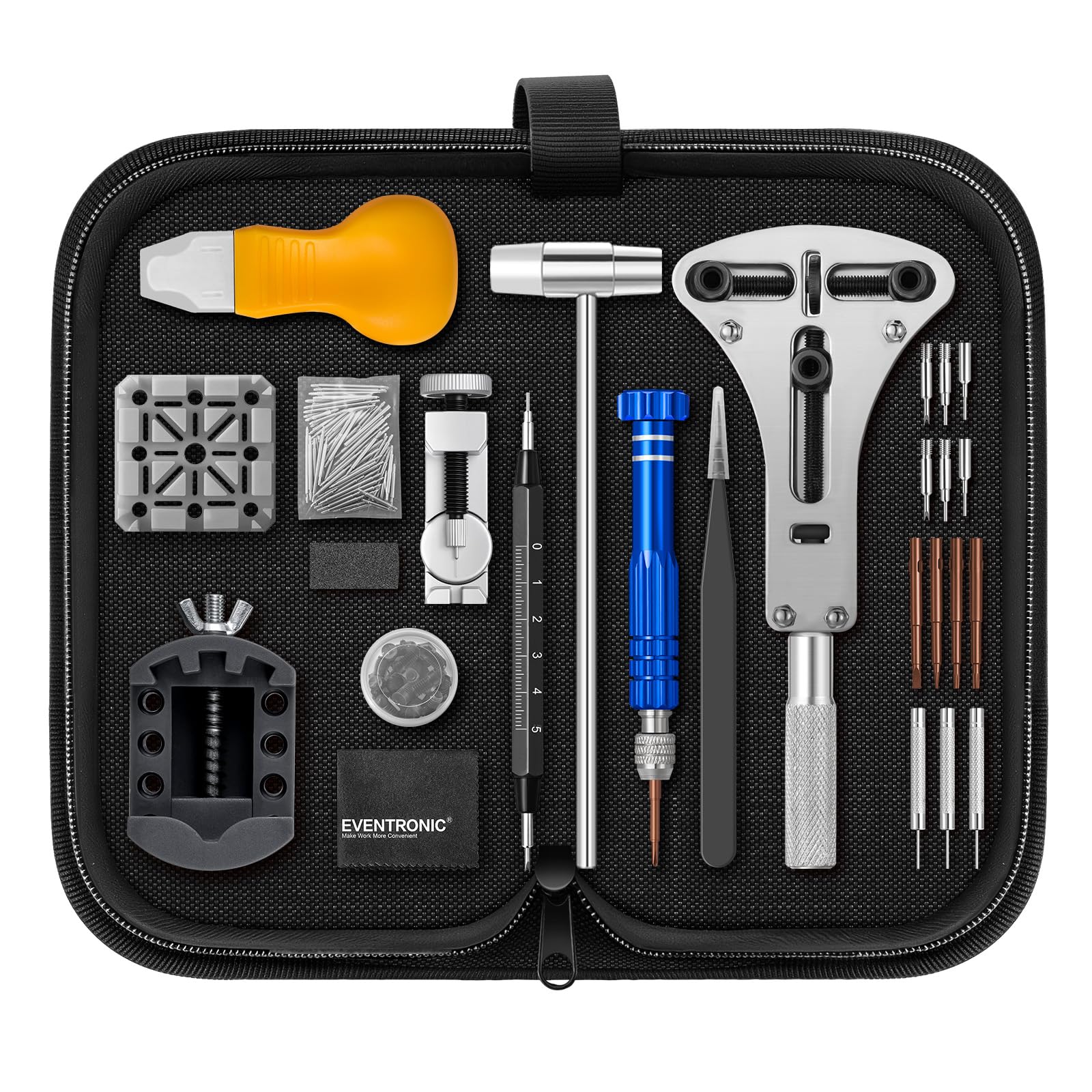 【New Upgraded】 Eventronic Watch Repair Tool Kit 154PCS, Professional Watch Battery Replacement Kit and Watch Link Removal Kit, Watch Back Removal Tool, Spring Bar Tool Set with Carrying Case for Gift