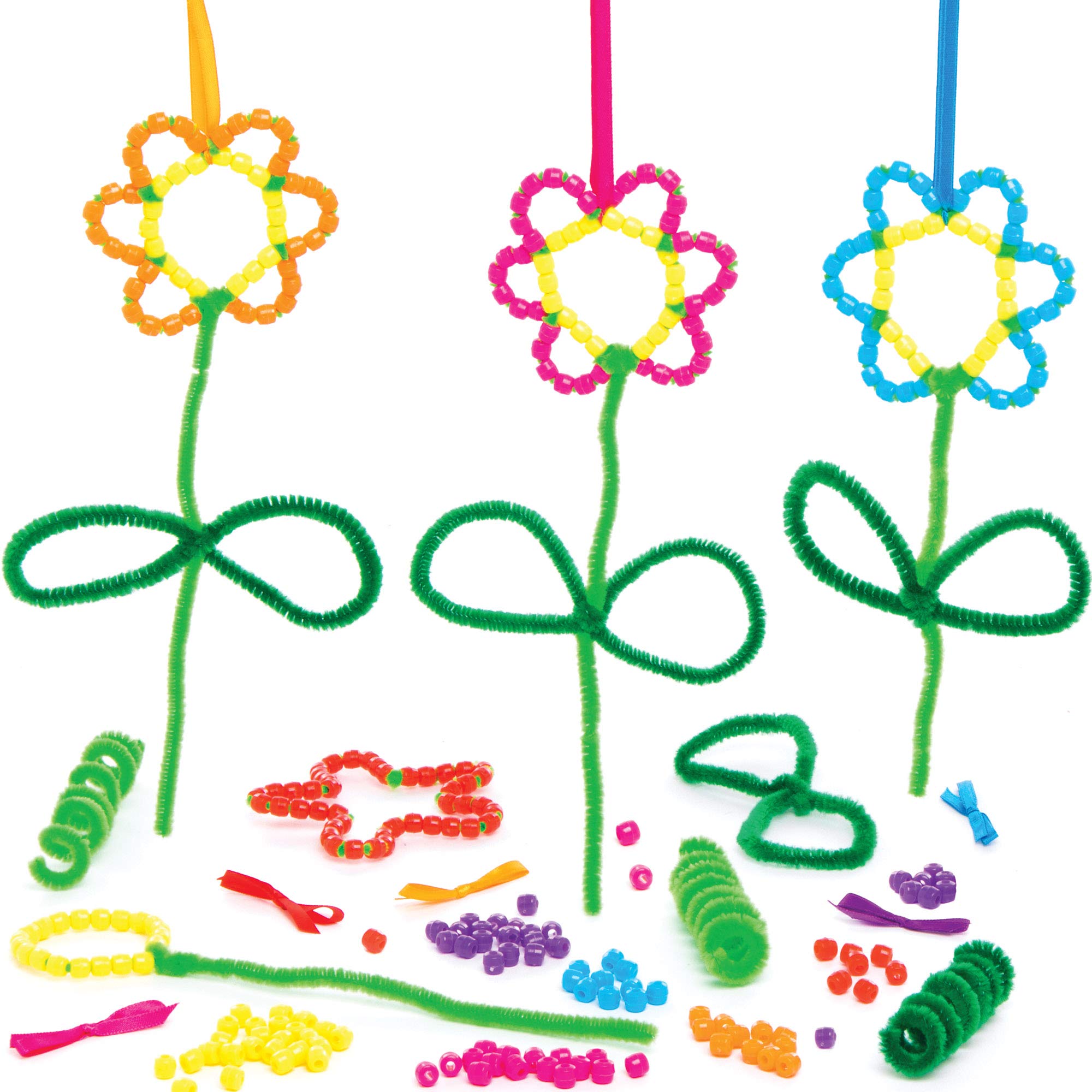 Baker Ross Flower Bead Decorations - Pack of 5, Craft Kits for Kids (AT379)