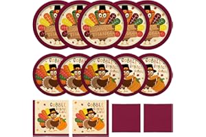 GATHERFUN Turkey Thanksgiving Party Supplies Kit, Autumn Disposable Dinnerware Includes, Paper Dinner Plates, Dessert Plates, Luncheon Napkins and Beverage Napkins, for Fall party Decorations, Serve 50