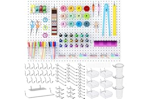 INCLY 90PCS Metal Peg Board Kit with 1/4" Pegboard Accessories, 6 Pack White Peg Board Panels, Bins, Cups and Peg Board Hooks, Paper Towel Holder,Pegboard Wall Organizer for Craft Room, Office, Sewing
