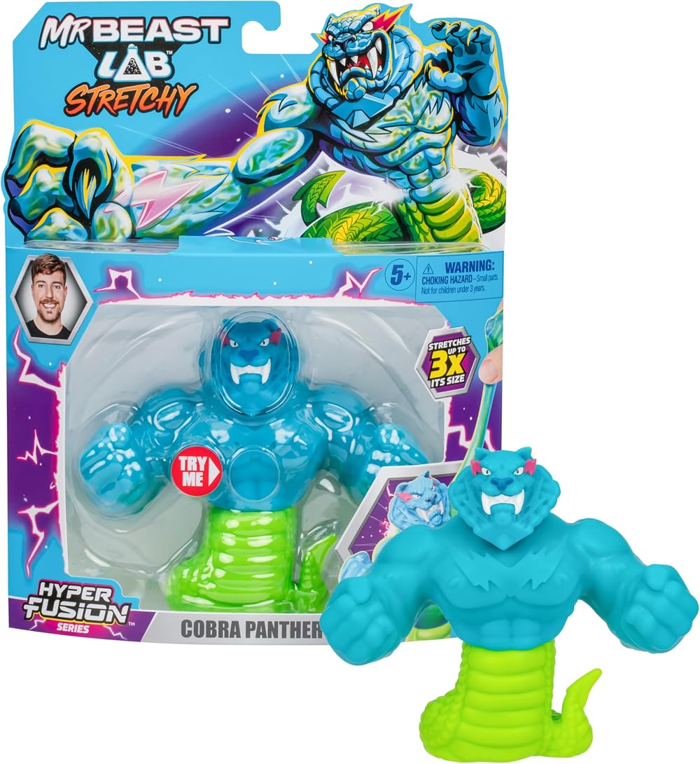 MRBEAST LAB Hyper Fusion Cobra Panther Stretchy Figure 3x Size 5in Animated