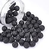 NBEADS 1 Box About 60 Pcs 12mm Natural Lava Beads, Black Rock Gemstone Round Loose Beads Stone Loose Beads for Jewelry Bracelet Necklace Making
