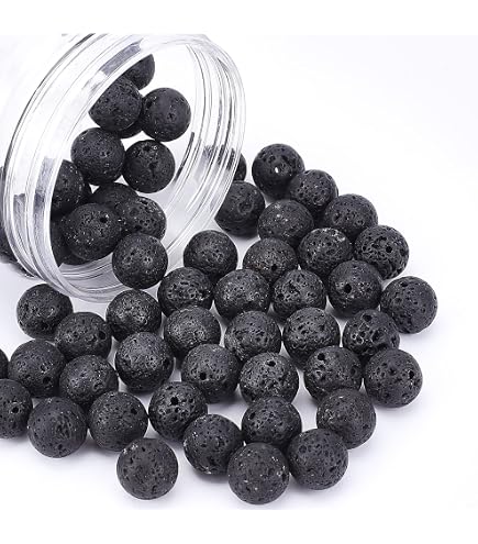 100 Cuentas De Lava Negra De 6 Mm, Cuentas De Piedras Preciosas