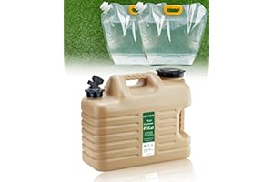 UPWOIGH 5 Gallon Water Jug and 2.6Gal Collapsible Water Bag Set of 2,BPA Free Thickened Water Storage Containers,Leak-Proof Warm Sand Portable Emergency Water Tank for Outdoors Hiking,Hurricane