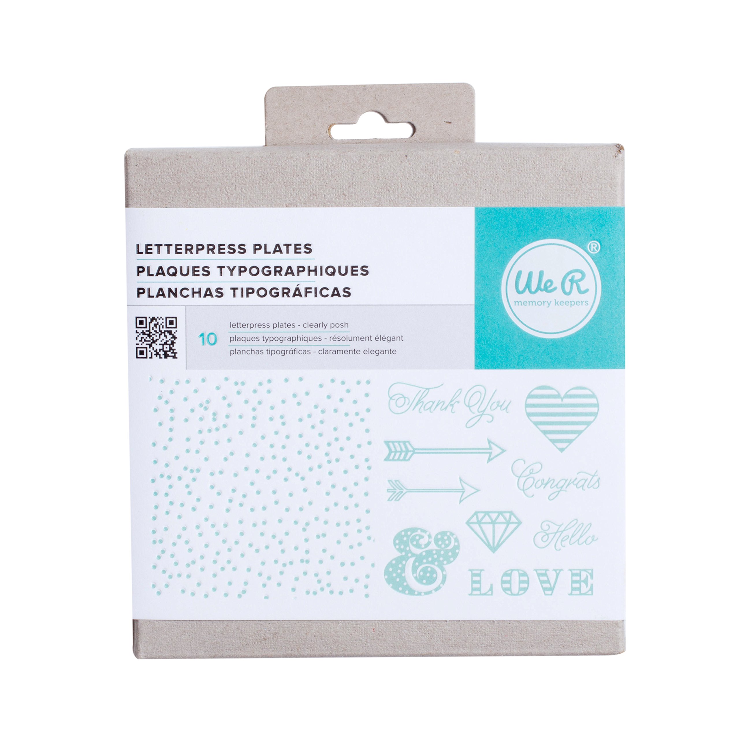 We R Memory Keepers American Crafts 11 Piece Letterpress Printing Plates Clearly Posh, Acrylic, Multicolour, 1.9x16.51x19.05 cm