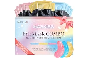 Maskiss Under Eye Patches (15 Pairs), Stocking Stuffers for Women, 3 Colors Eye Masks Gift Set for Dark Circles Puffy Eyes, Undereye Bags and Wrinkles, Vegan Skin Care Gifts for Teen Girls