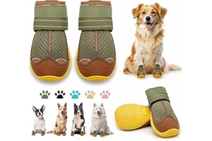 JZXOIVA Dog Shoes for Small Dogs, Dog Boots & Paw Protectors for Hardwood Floors, Outdoor Dog Booties for Hot Pavement Winter Snow Hiking, Breathable Dog Shoes with Reflective Strips Size 1