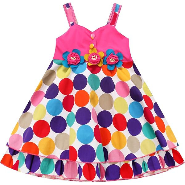 Bonnie Jean Girls' Navy Blue & White Polka Dot Chiffon Dress - Tiered Skirt Special Occasion Dress (Sizes 2T-6X)