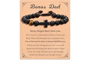 KOROTHO To Mens Beaded Cross Bracelet Gifts for Dad, Bonus Dad, Uncle, Son, Nephew - Fathers Day Birthday Christmas Gifts First Communion Confirmation Baptism Christian Gift for Him