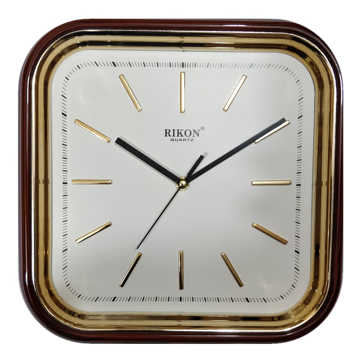 Buy Rikon Quartz Wooden Finish Plastic Square Shape Silent Movement