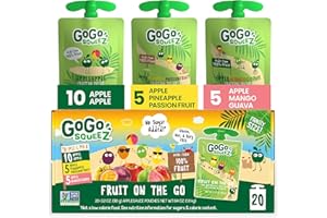 GoGo squeeZ Tropical Variety Pack 20 count (10 Apple Apple, 5 Apple Pineapple Passionfruit, 5 Apple Mango Guava)
