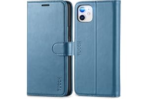 TUCCH iPhone 11 Case, iPhone 11 Wallet Case with [RFID Blocking] Card Slots Stand Magnetic Closure, Protective PU Leather [Shockproof TPU] Flip Cover Compatible with iPhone 11 2019 6.1 inch, Lake Blue