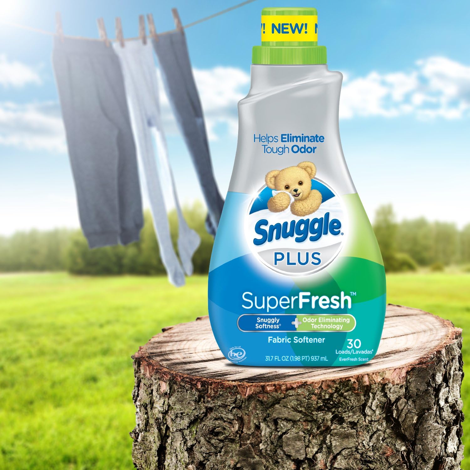 Snuggle Plus Super Fresh Liquid Fabric Softener with Odor Eliminating Technology, 31.7 Fluid Ounces (Packaging May Vary): Health & Personal Care