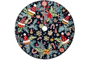 YXDBLP Christmas Tree Skirt 30 inch, Holiday Santa Hat Candy Cane Pine Winter Xmas Tree Skirt New Year Winter Xmas Tree Decor Christmas Decorations for Home Party